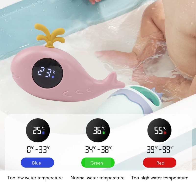 Baby Bath Thermometer Digital Cartoon Cute Whale Thermometer Multi Functional