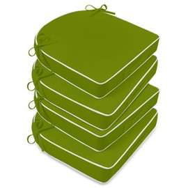 Basic Beyond Patio Chair Cushions for Patio Chairs, 19 x 19 Outdoor Chair Cushions Set of 4 Waterproof Outdoor Seat Cushions for Outdoor Chairs with Handle and Attached Straps, Grass Green/White