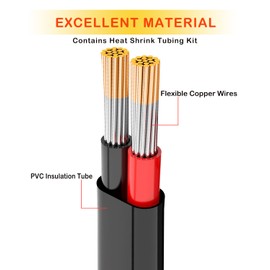 JFONG 22 Gauge Electrical Wire, 50FT 22/2 22 AWG 2 Wire Cable 12/24V Low Voltage Tube Cover Copper for Auto/Car/Boat/Lighting/Electronic