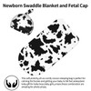 Cow Print Newborn Swaddle Blanket with Hat Set Baby Stuff