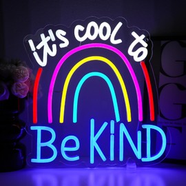 PMCVYH It's Cool To Be Kind Neon Sign for Wall Decor, Rainbow Led Signs for Bedroom, USB Dimmable Colorful Neon Lights for Classroom Home Club Motivational Birthday Party Office Decoration Wall Art
