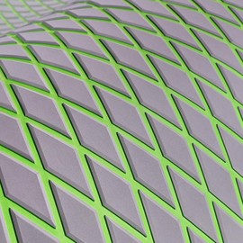 KT GuoMei 98.4"×45.2" Self-Adhesive Boat Flooring EVA Foam Boat Decking Sheet Non-Slip for Fishing Suitable for Yachts,Gardens,Kart,etc Diamond Pattern, Light Grey and Olive Green, 98.4"X43.31"