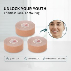 HURRISE Kindmax Cinta Facial Parches Antiarrugas Línea en V Levantamiento Correa para la Barbilla Reafirmante Estiramiento de la Piel 2,5 Cm * 5 M (Beige) (Color de Piel)