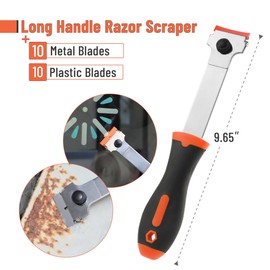 Bates- Long Handle Razor Blade Scraper, Razor Scraper with Extra 10 Metal & 10 Plastic Blades, Razor Scraper, Window Scraper, Scraper Tool, Glass Scraper, Scraper Blades, Blade Scraper