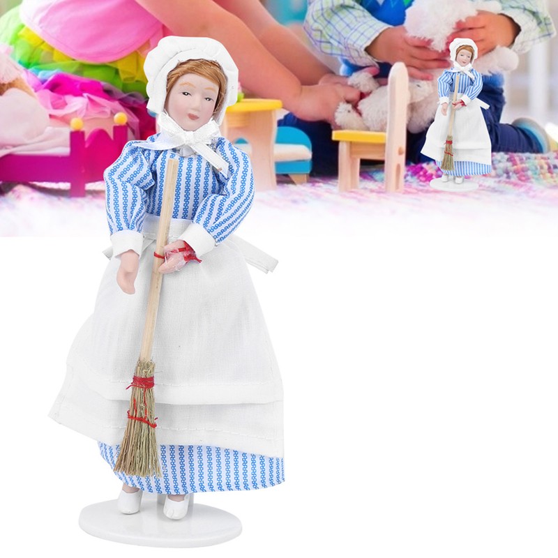 Dollhouse Miniature Porcelain Doll Model Ornament Doll Chef Man Servant