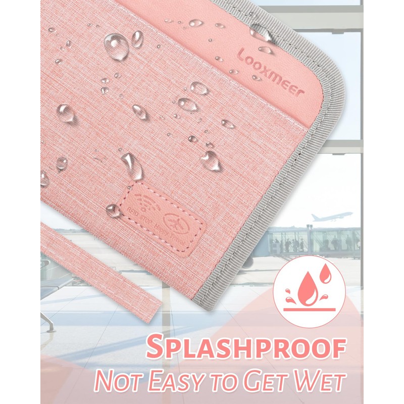 Looxmeer Passport Hanging Bag for Women Men Girls Kids, pink,