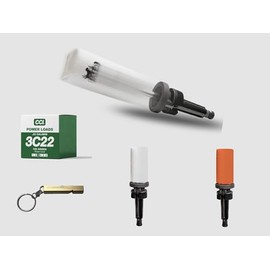 DT Systems Dummy Launcher Value Pack - Launcher, Two 10 Inch Dummies (Orange and White), Green Powerload, Free ORP Whistle., yellow