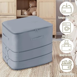 2025 New 3-Layer Ultra Space Saving Self Compression Organizer, Large Capacity Storage Bag with Zipper, Thick Satin Fabric Heavy Duty Bags for Comforters Blankets Bedding Duvet (Grey, XXL-Large)