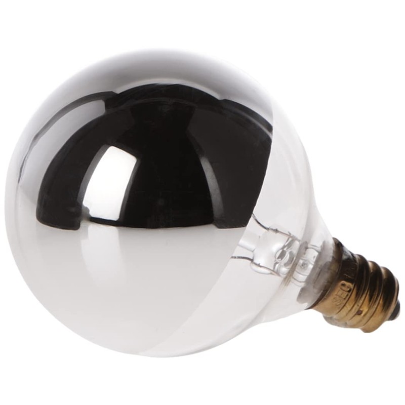 Satco S3244 120V Candelabra Base 25-Watt G16.5 Light Bulb, Silver