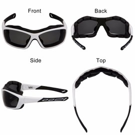 WYND Blocker Motorcycle Riding Glasses Extreme Sports Wrap Sunglasses (White/Smoke)