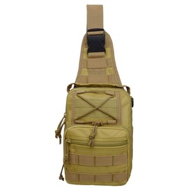 denlix Tactical Sling Bag Chest Pack Military Sport Bag Molle Backpack with Flag Patch for Trekking, Camping, Hiking, Rover Sling Daypack for Men Women