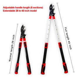 Nirvruxs Loppers for Gardening, Heavy Duty Tree Pruner with 26'' to 40'' Telescopic Handles, Thick Branch Cutter with 2 Inch Cutting Capacity, with Replaceable Aluminized Steel Blades