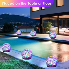 Keevvon 2 Pack 60 LED Garden Solar Lights Outdoor Decorative, Colored Cracked Glass Solar Globe Lights, Upgraded Waterproof Multicolor Ball Lights for Yard Pathway Patio Lawn Outside Decor