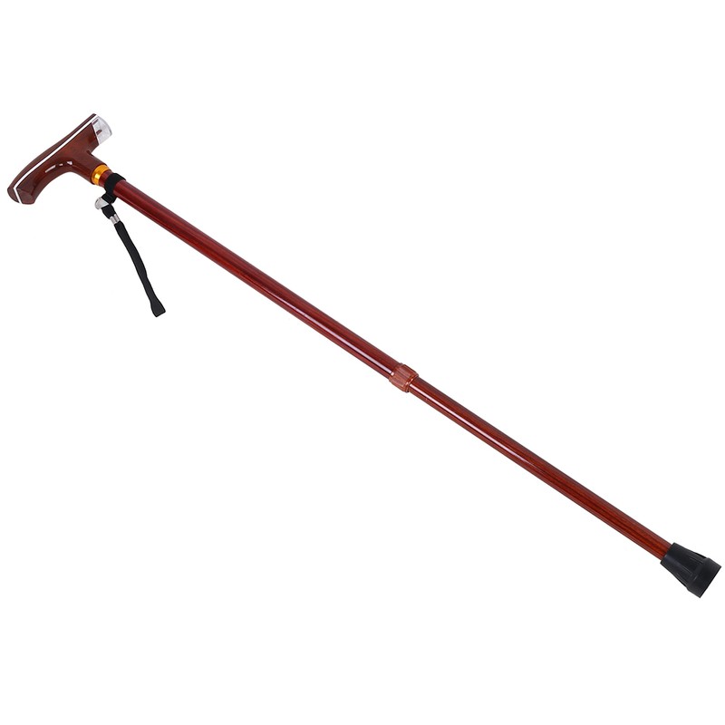 Metal Multi Function Telescopic Flashlight Lightweight Cane (Rosewood Color)