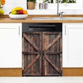 Wooden Door Dishwasher Magnet Cover Magnetic Sticker Decorative Refrigerator Wash Machine Magnet Cover Door Panels Home Cabinet Appliances Stickers for Wash Machine Dryer (Wooden Door, 23x26in)