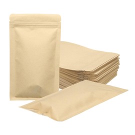 QUARKZMAN 100Stk Kraft Papier Verschließbare Beutel Folie Wiederverschließbare Siegel Beutel Verpackung Reißverschluss Beutel für Lebensmittel Aufbewahrung Muster Verpackung Gelb 4.3x7.3"