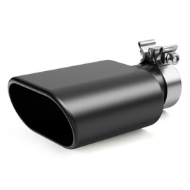 LCGP 2.5" Square Exhaust Tip 3" to 3" x 5.5"" Diesel Exhaust Tip,12" Overall Length Clamp On Design Truck Tail Tip Rolled Angle Cut Design Black
