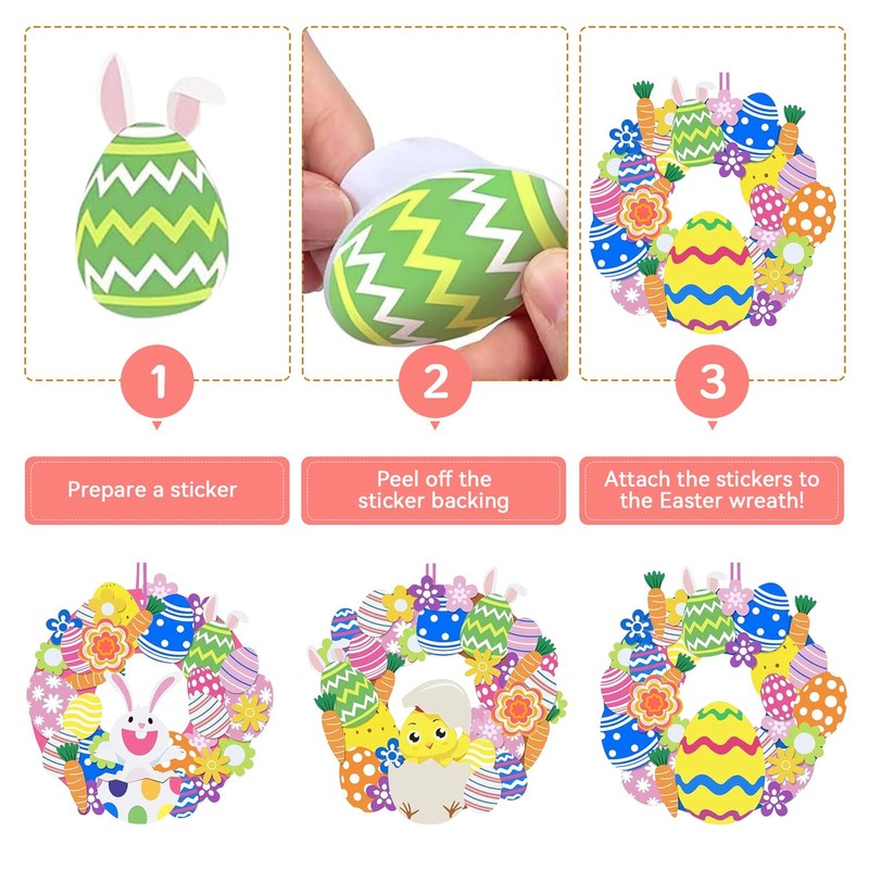 8 Pieces Easter Wreath Crafts Set, DIY Spring Decoration Easter