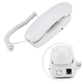 ASHATA Teléfono Fijo con Cable, Mini Teléfono Alámbrico Montado en Pared o Escritorio, Sin Identificador de Llamadas, Ideal para Hogar, Oficina, Hotel, Motel (Blanco)
