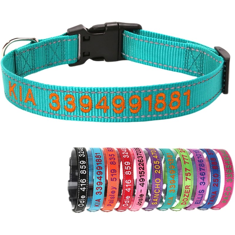 Collar de Perro Nylon Reflectante con Nombre Personalizado Collar Perro