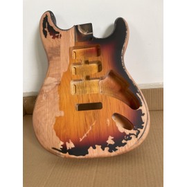 Relic Electric Guitar Body ST Style Nitro Top Alder Wood Guitar Body DIY Heavy Relic Guitar Body 3 Tone Sunburst H-S-H.