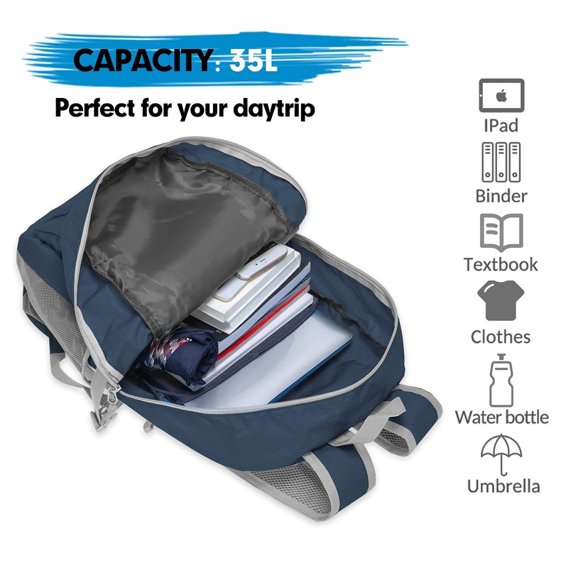 ZOMAKE Foldable Backpacks, Small Waterproof Hiking Daypack, Lightweight Backpack for