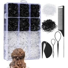 Bandas Elásticas para el Cabello Duraderas,Mini Bandas de Goma Negro&Blanco