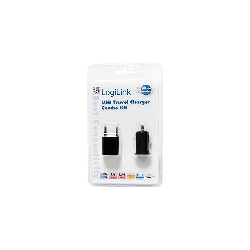 LogiLink PA0076 USB-Reiseadapter Set schwarz