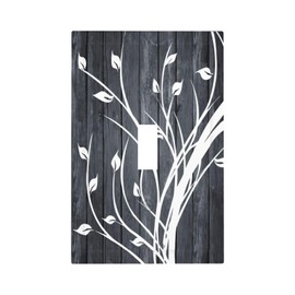 Lhdlnn Rustic Farmhouse Tree Gray Wood 1 Gang Single Toggle Light Switch Cover Decorative Country Grey Wall Plate Electrical Switchcover Faceplate for Kitchen Bathroom Bedroom 5" x 3"