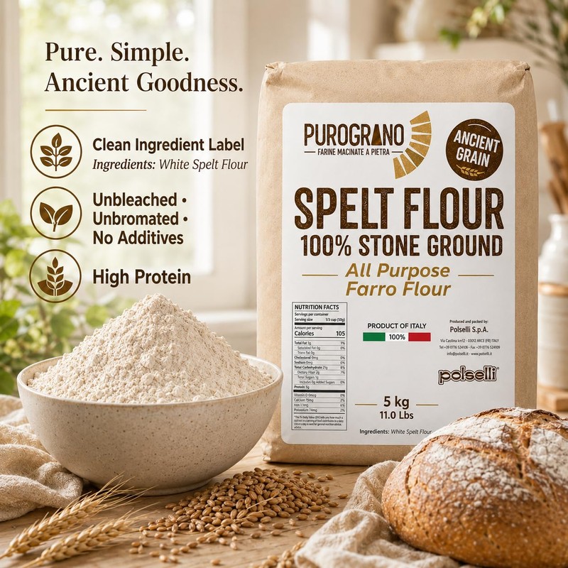 Polselli 100% Stone Ground Spelt (Farro) Flour – 5kg /