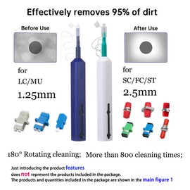 Xunsomten-5pcs Optical Fiber Cleaner 1.25mm Ferrules LC/MU Fiber Optic Cleaning Pen More Than 800+ Cleaning Times