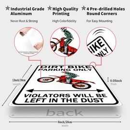 Smilelife Dirt Bike Accessories Motorcross Gifts Funny Dirty Bike Parking Only Vintage Tin Sign for Man Cave Boy's Room Garage Wall Decor 8x12 Inch (3064)