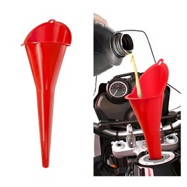 DXNQ Oil Funnel, Automotive Multi-Function Plastic Fuel Funnel with Long Neck, Universal Engine Oil Funnel for Filling Oils Gas Lubricants and Fluids, Car Accessories (Red)