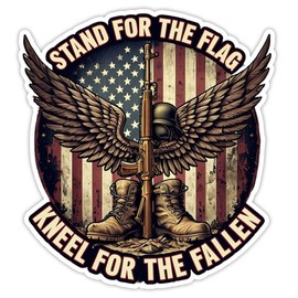 Battlefield Cross Stand for The Flag Kneel for The Fallen Patriotic Sticker Laptop, Tumbler, Car Bumper Sticker Decal, 5 inch