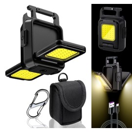 Cob Led Keychain Double Flashlight, Carrier Bag, Hook Carabiner, Pocket Key Chain Light, 6 Mode Super Bright 1000+ Lumen Magnetic Base Bottle Opener Waterproof Portable Torchlight by TradeProvider®