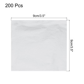 MECCANIXITY 200 Pcs Gold Leaf Sheets 3.5" x 3.5" Imitation Gold Foil Sheets for Crafts,Picture Frames,Sculpture,Nails and DIY Arts Decoration,Silver