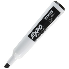 EXPO Magnetic Dry Erase Marker with Eraser, Chisel Tip, Black, 12-Count
