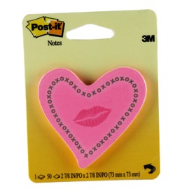 Postit 3M53070 Heart Note with Lips - Neon Pink