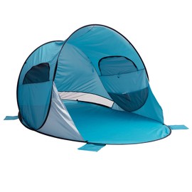 Pop Up Beach Tent - Fits 2-3 People - Sun Shelter with UV Protection and Ventilation - Water and Wind Resistant Camping Canopy by Wakeman (Blue)