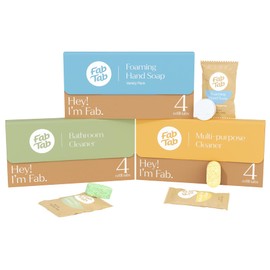 Fab Tab Home Cleaning Kit Refill Tablets - All-Purpose Cleaner, Bathroom Cleaner & Foaming Hand Soap Tablet Refills - Plant-Based - Platic-Free - No Harsh Chemicals - 3 x 4 Pack Tablets