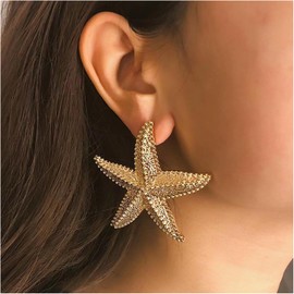 Boho Starfish Earrings for Women Sea Shell Earrings Asymmetrical Starfish Earrings Gold Starfish Stud Earrings Beach Earrings for Women Jewelry Gifts (Starfish Stud)
