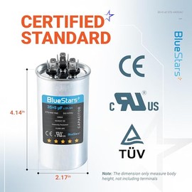 Blue Stars - Condensador redondo de 35+5 MFD uf 370 VCA o 440 V Dual Run Round pieza de repuesto para condensador recto frío o bomba de calor 35/5 MicroFarad – Sustituye a 97F9834 Z97F9834