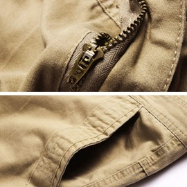 AKARMY Men's Lightweight Multi Pocket Cotton Casual Cargo Shorts,Outdoor Twill Camo Shorts with Zipper Pockets(No Belt) 038 Khaki XN