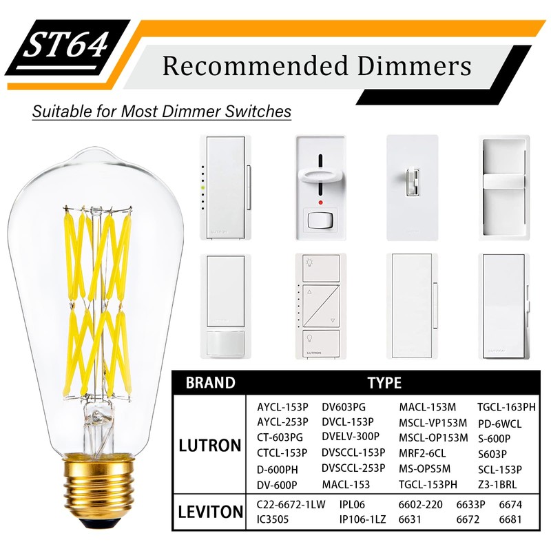 CREATE BRIGHT 16W Dimmable ST64 Led Bulbs 5000K Daylight White