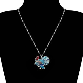WEVENI Enamel Alloy Thanksgiving Turkey Necklace Chicken Pendant Charms Fashion Jewelry Gifts for Women Girls (Sky)