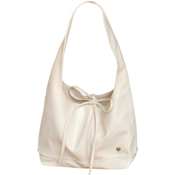 Farcauo Women's White Tote Bag with Bow Casual PU Leather
