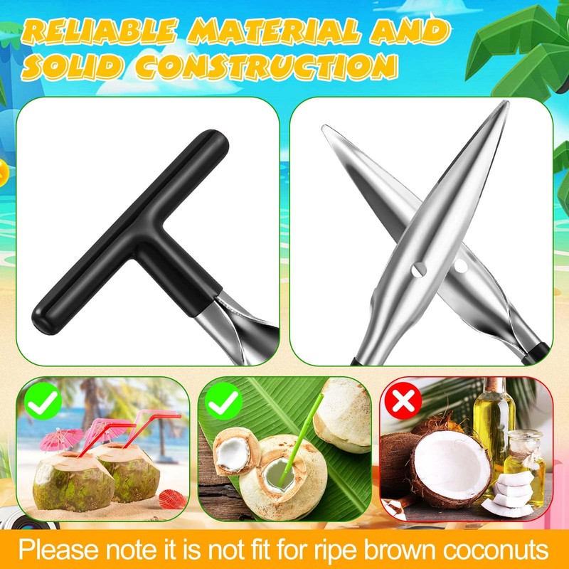WILLBOND 4 Pcs Coconut Opener Tool Set Coconut Hole Tool