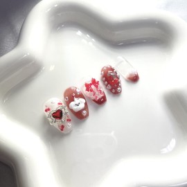 [Premium Handmade Nails] Cherry Bonbon Eau Chocolat – Round / [프리미엄 수제 네일] 체리 봉봉 오 쇼콜라 - 라운드