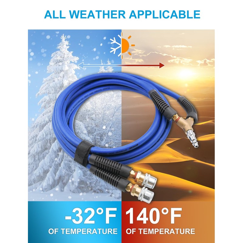 WNCGC 2 Way Tire Inflation Hose 1/4 Inch x 8.2FT