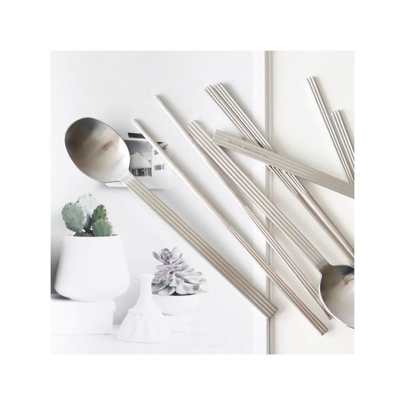 Domestic Premium Kamome Kitchen Pleated Stainless Steel Spoon and Chopstick